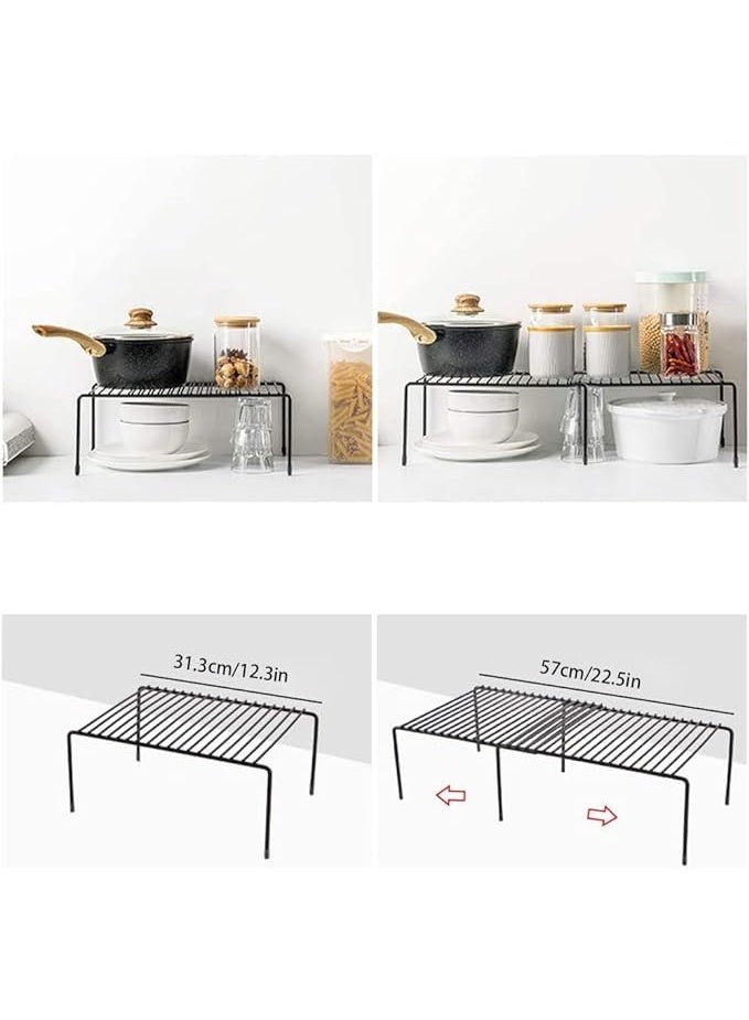 MunKan Extendable Spice rack shelf,Expandable rack Under Sink Shelf Storage Rack, for Kitchen Countertop Organizer Shelf, Cabinet Shelf Organizers Storage Rack Space Riser, Pantry Cupboard Shelf - Image 3