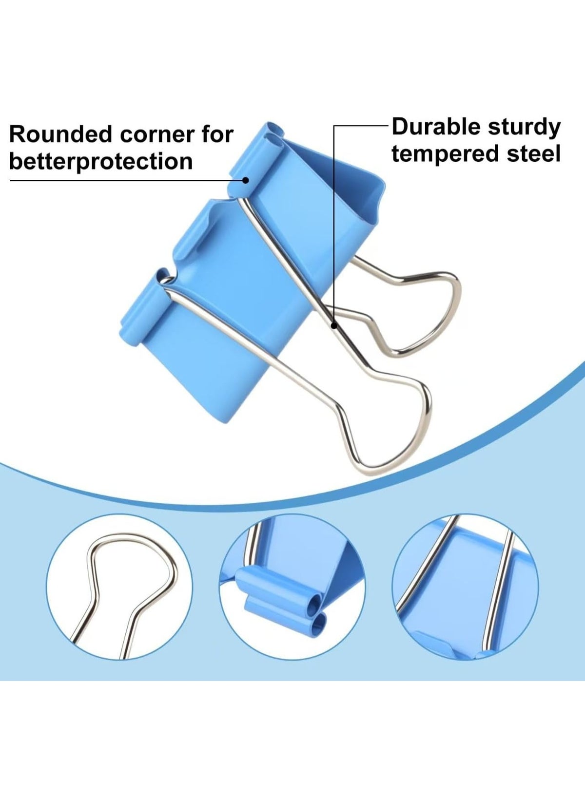 48 Pcs Binder Clips – Steel Paper Clamps, Holds Up to 50 Sheets, Quality Tempered Paper Clips for Home, School, Crafts, Office Supplies Paper Clamps (Multi-colour) - Image 2