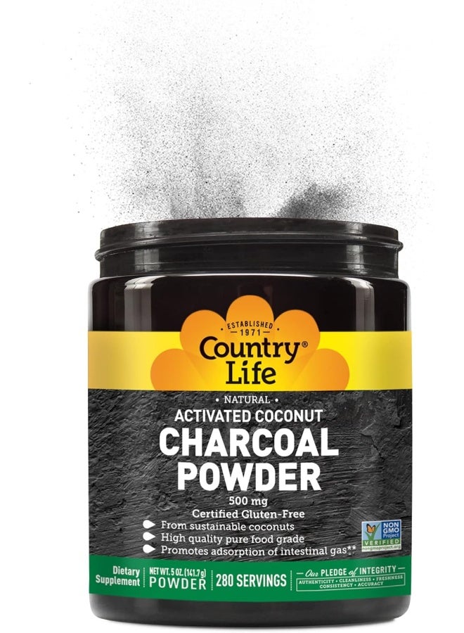 Activated Coconut Charcoal 500 mg Powder 280 Servings, 5 oz (141.7 g) - Image 4