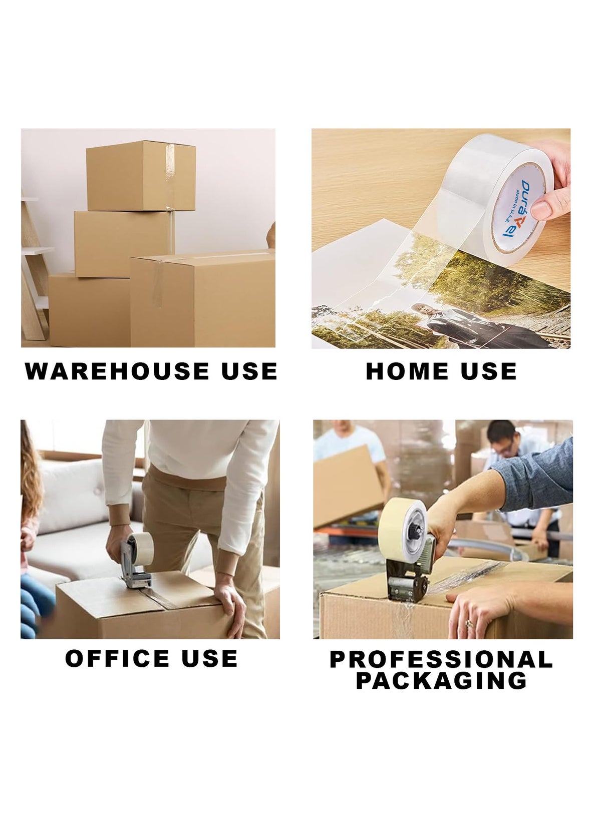 Duravel Pack Of 1 Clear Packing Tape, 2 inches x 50 yards Strong Heavy Duty Packaging Tape for Sealing Parcel Boxes, Moving Boxes Houses,Office Supplies - Image 3