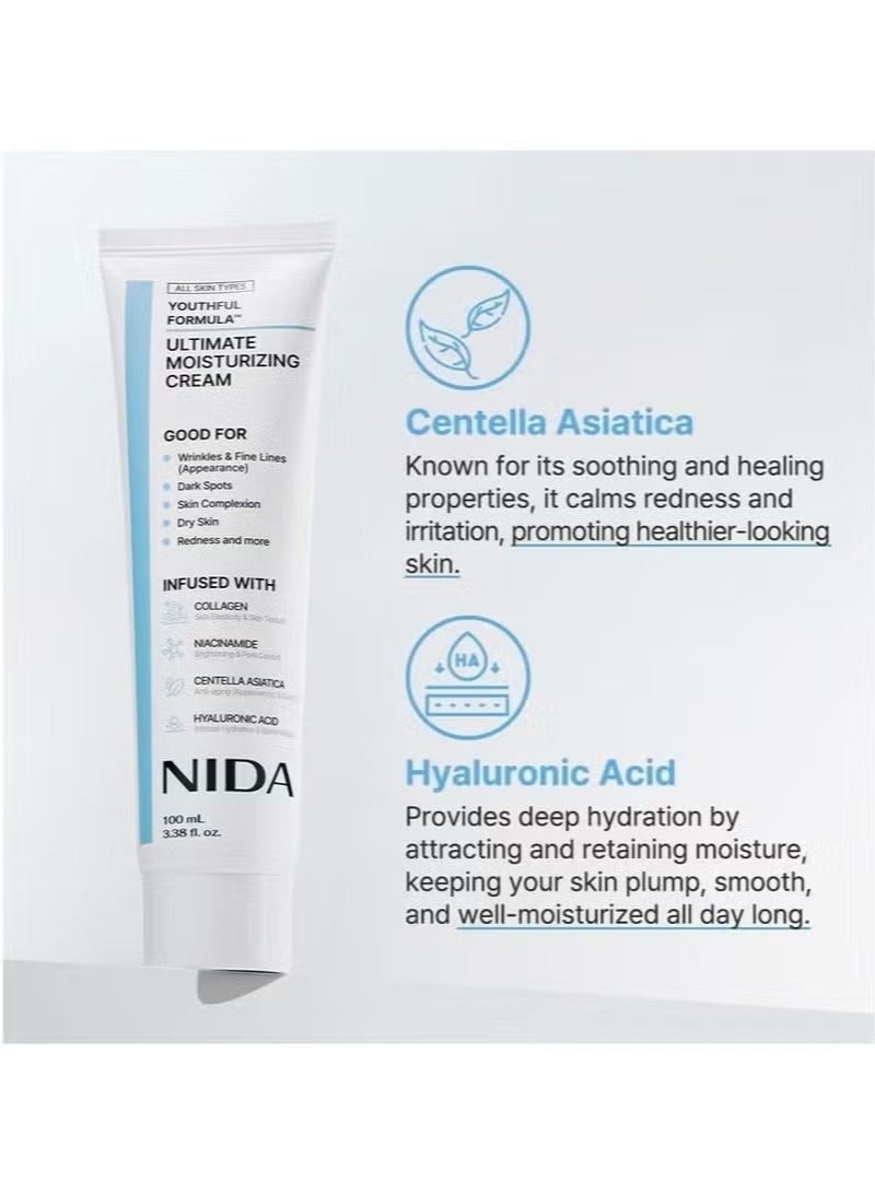 Youthful Formula™ Ultimate Moisturizing Cream | Centella Asiatica, Niacinamide, Hyaluronic Acid, Collagen | Wrinkles, Fine Lines, Dark Spots, Dry Skin, Redness | 3.38 fl. oz., 100ml - Image 5