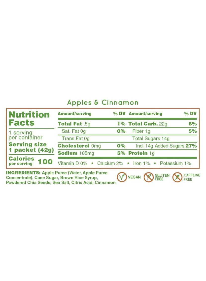 Huma Energy Gel Apple and Cinnamon 9 count X 42g 22gr Carbs 105mg Sodium 100% All Natural Vegan Gluten Free Caffeine Free No Stomach Problems Great Taste Easy Digestion - Pack of 9 - Image 2