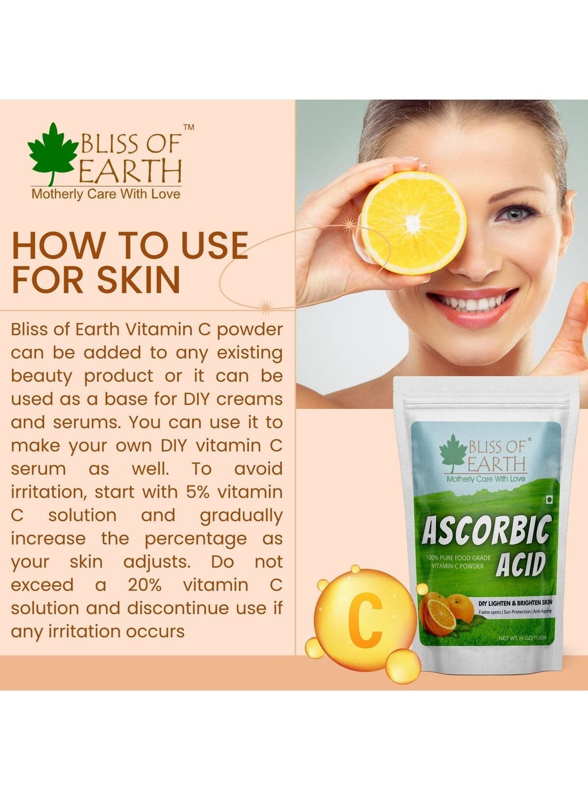 Bliss of Earth Ascorbic Acid Powder, Pure Food Grade Vitamin C Rich Powder, 113g - Image 6