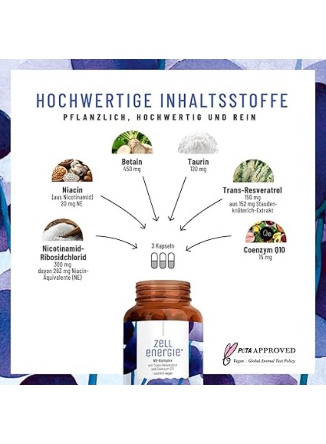 Cell energy ZELL ENERGIE NAD+ Factor - with Nicotinamide Ribosides 300 mg ,support energy metabolism ,Made in Germany - 90 Capsules - Image 2