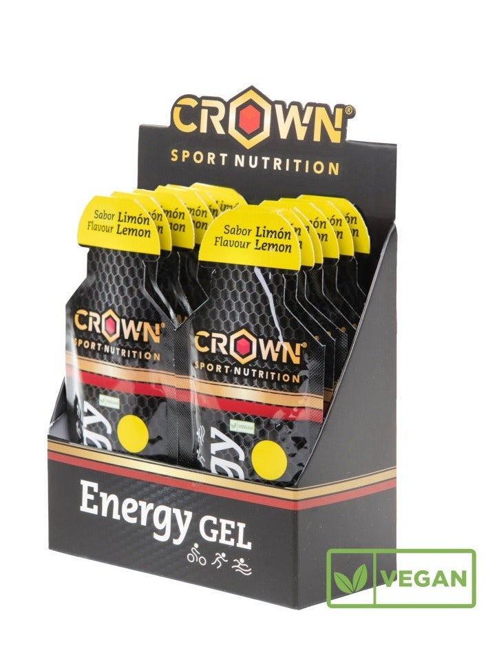 Crown Sport Nutrition 12 x Energy Gels, 40 g Liquid Texture, Carbohydrates, Amino acids and Electrolytes, Lemon Flavor - Image 2