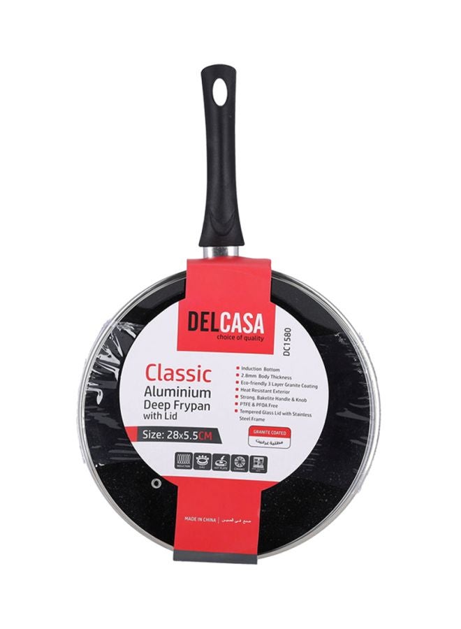 Aluminium Frypan With Glass Lid Black 28cm - Image 6