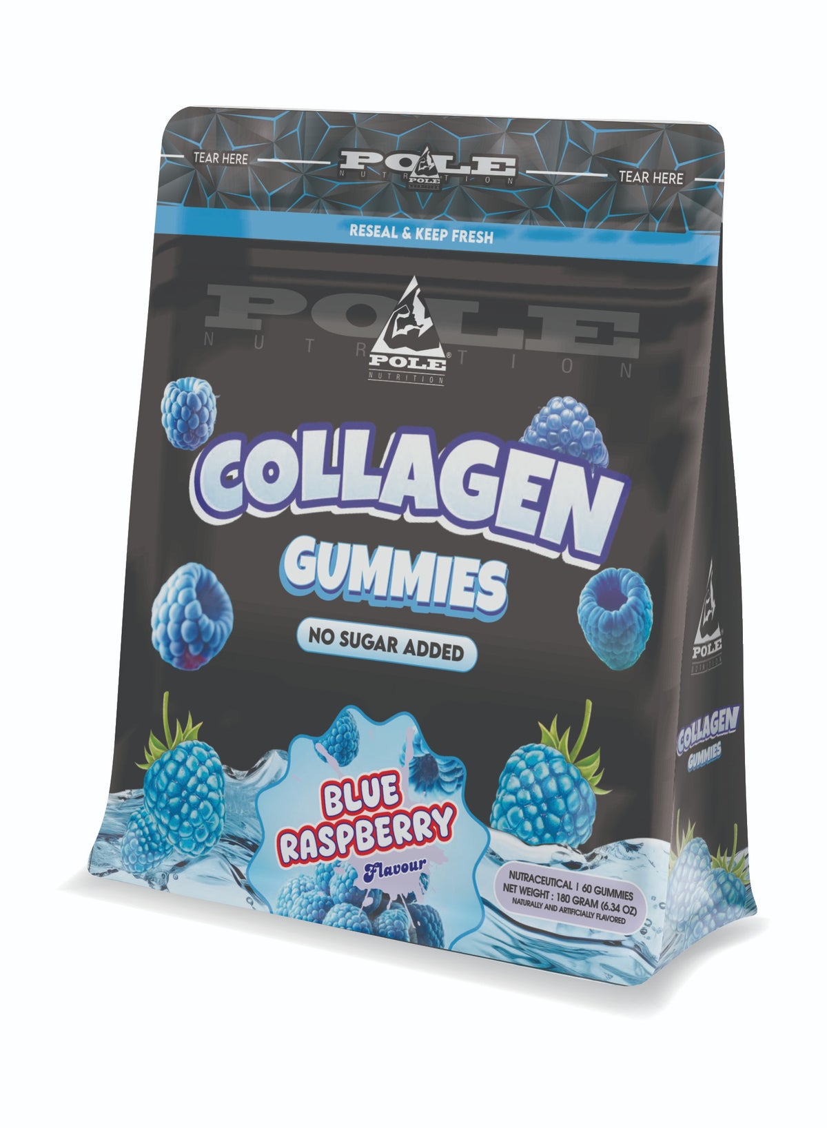Collagen Gummies - Skin & Joint Support with Glutathione & Biotin (Blue Raspberry, Sugar-Free)