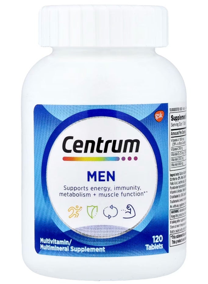 Centrum Men Multivitamin/Multimineral Supplement 120 Tablets - Daily Nutritional Support for Immunity, Energy & Wellness - Image 2