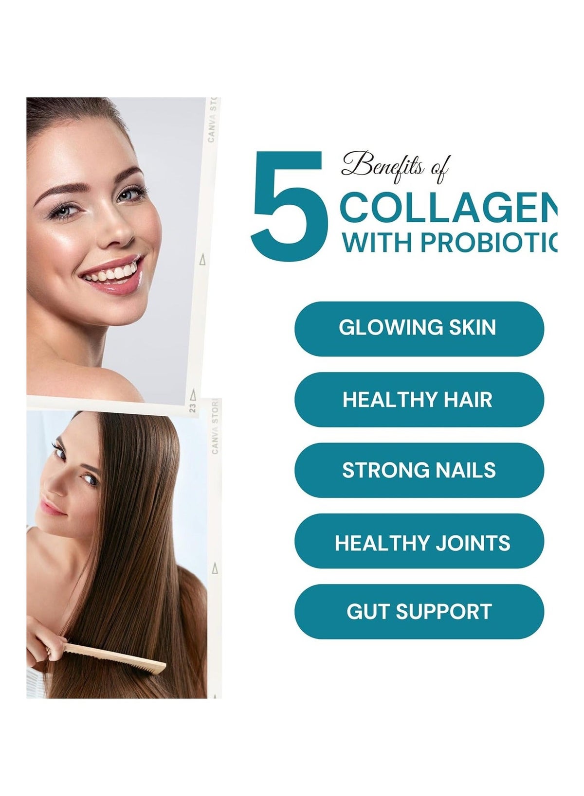 Collagen Peptides Bioactive Hydrolyzed 10000mg Powder With Probiotics, Biotin, Hyaluronic Acid, Vitamin C, For Healthy Skin, Hair, Nails, Gut & Joints, Unflavored, 27 Servings - Image 4