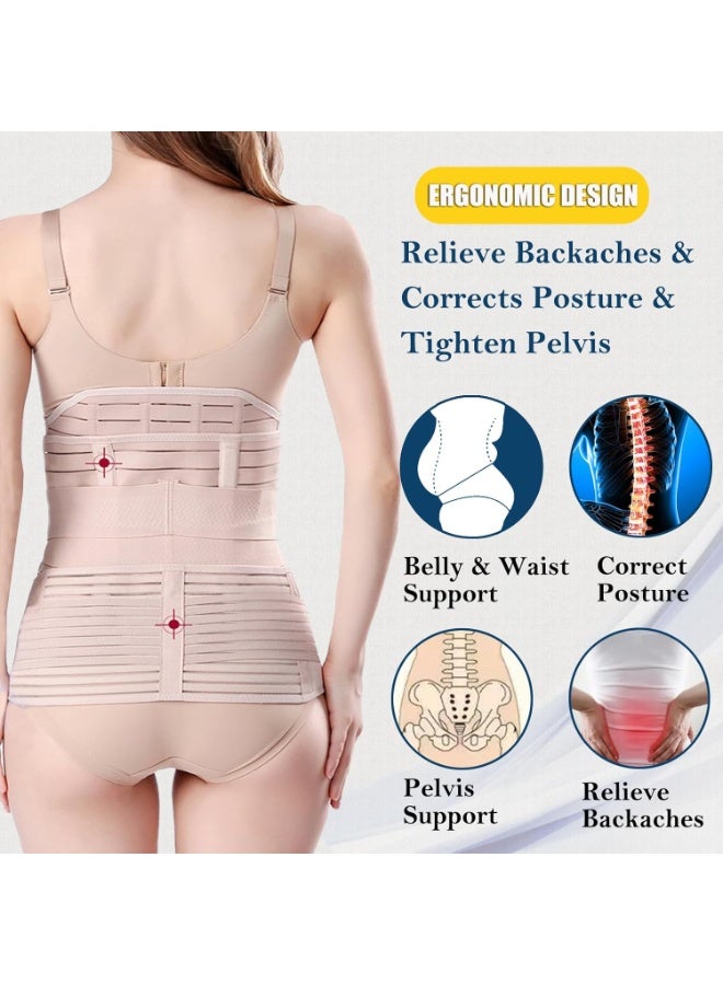 3 in 1 Postpartum Belly Band - Postpartum Belly Support Recovery Wrap, After Birth Brace, Slimming Girdles, Body Shaper Waist Shapewear, Post Surgery Pregnancy Belly Support Band (2xL, Beige) - Image 5