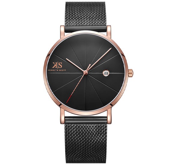 Kenneth Scott Mens Mechanical Black Dial Watch - K22311-TBTB