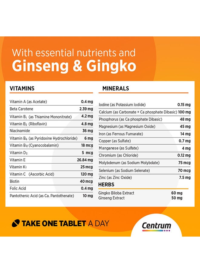 Centrum Energy Multivitamin with Ginseng and Gingko Biloba 30 Tablets - Image 3