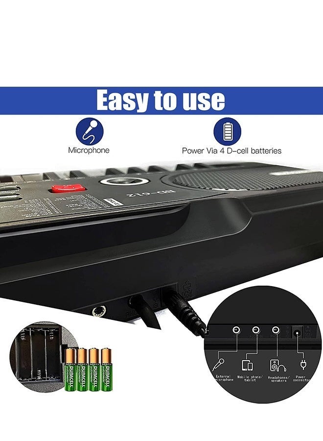 61 Key Keyboard Piano, Portable Electronic Keyboard Piano for Beginners with Speakers, Microphone, Sheet Music Stand, Digital Music Keyboard for Beginners Teen, Audio cable, sheet music, manual, keyboard stickers, power supply, music stand, microphone - Image 5