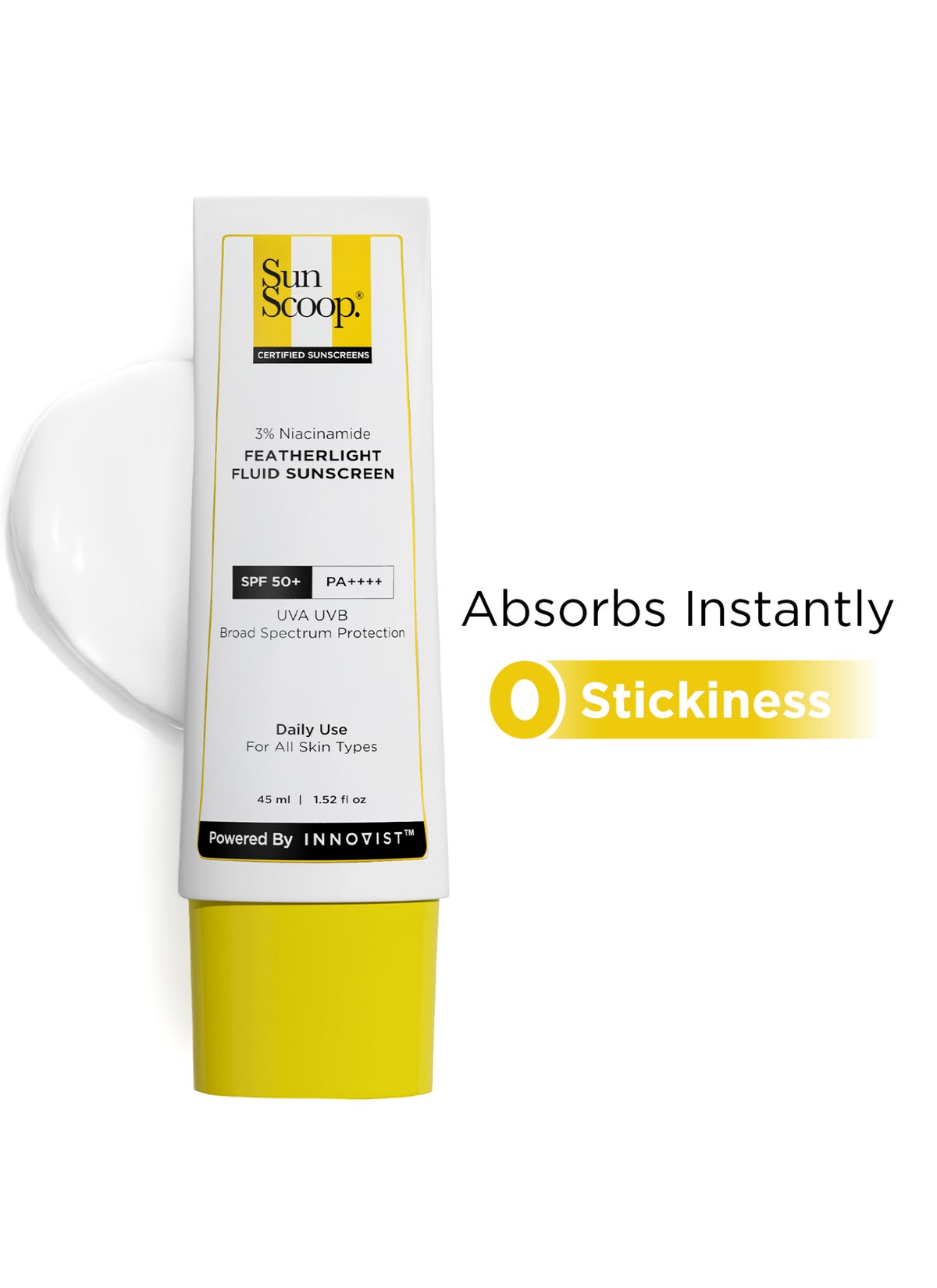 Lightweight Face Sunscreen SPF 50+ PA++++, 3% Niacinamide, Broad Spectrum UVA UVB, No White Cast, For Dry, Combination & Oily Skin