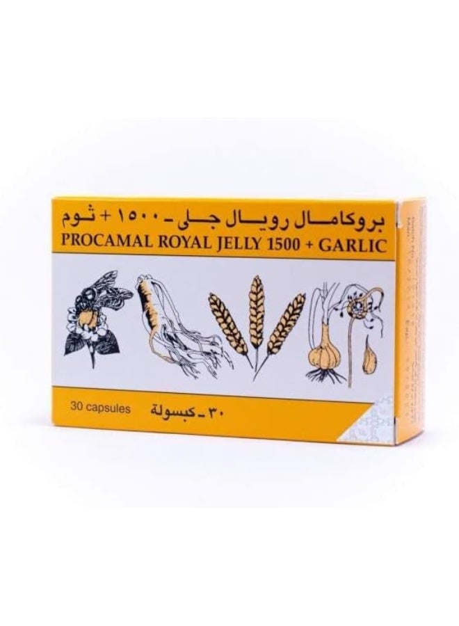 Procamal Royal Jelly- 1500 Garlic Capsules, 30 Pieces - Image 2