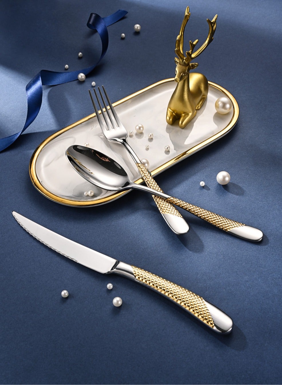SUNHOME 24-Piece Stainless Steel Cutlery Set Kitchen Utensil Set Western Tablewa