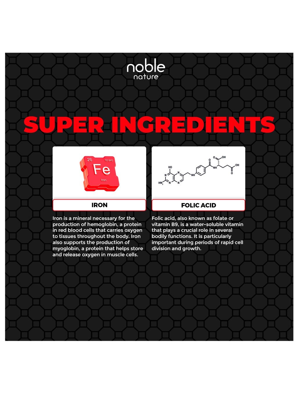 Iron & Folic Acid Supplement, with Zinc, Copper, Vitamin C & Vitamin B12, Supports Red Blood Cell Production - 120 Veg Tablets - Image 4