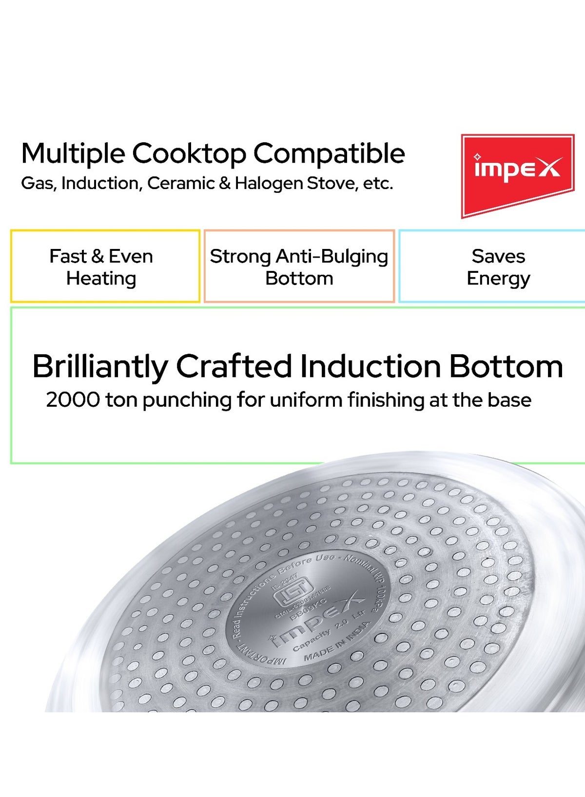 5, 3, 2Liters 5L, 3L & 2Lliters Impex Aluminium Pressure Cooker Combo With Outer