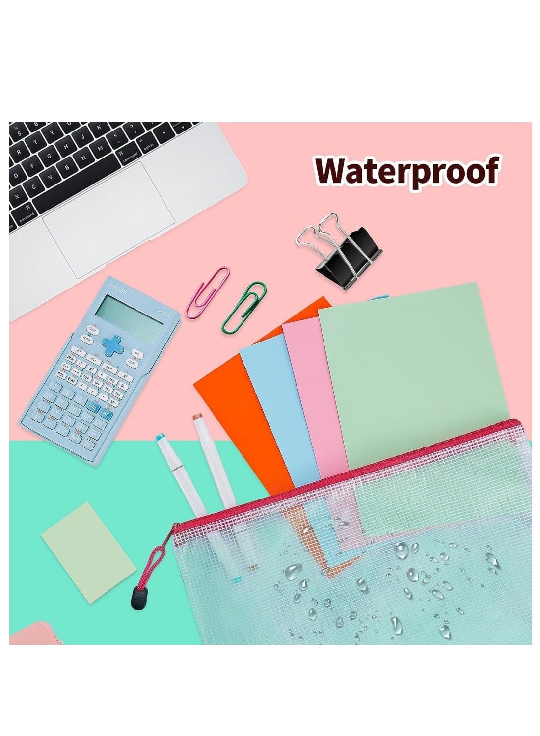24pcs Mesh Zipper Pouch Bags,8 Sizes Zipper Pouches for Organization, Waterproof Clear Travel Pouches,File Bag with Zipper for Office Supplies - Image 4