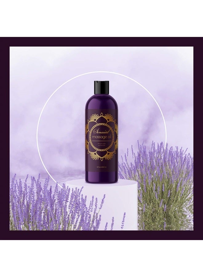 Aromatherapy Sensual Massage Oil for Couples - Relaxing Full Body Massage Oil for Date Night with Sweet Almond Oil - Vegan Lavender Massage Oil for Massage Therapy Smooth Gliding Formula (8 Fl Oz) - Image 4