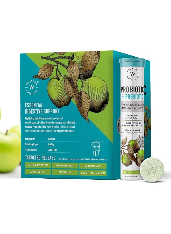 Daily Probiotics Prebiotics Supplement For Men And Women 21 Effervescent Tabs