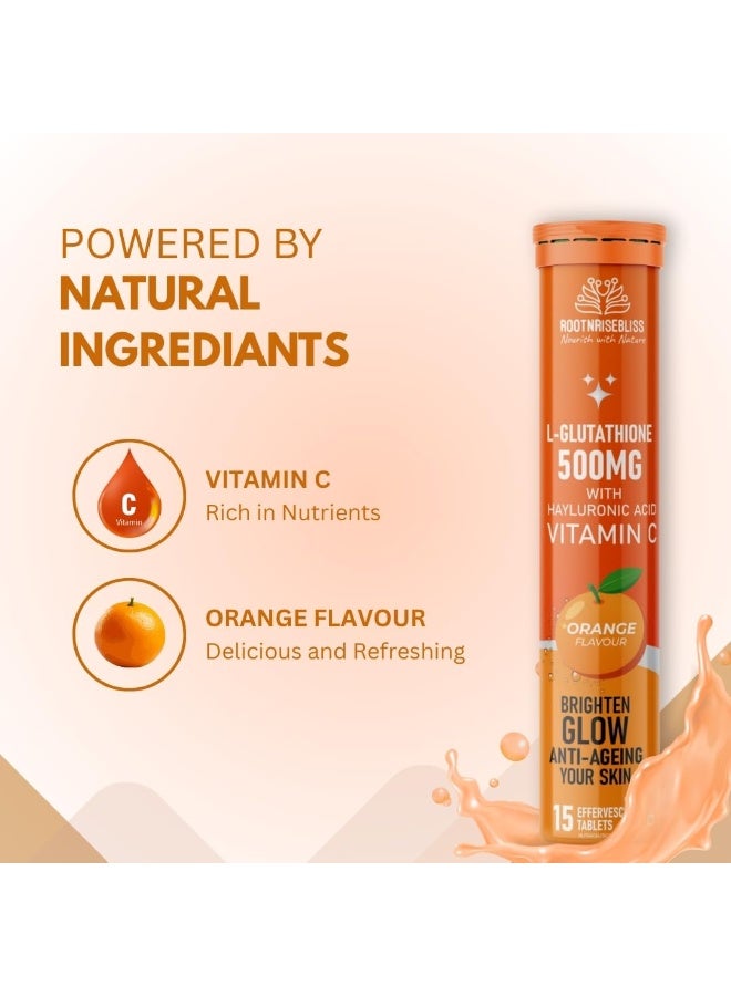 L-Glutathione Tablets with Vitamin C – Orange Flavour | Skin Brightening, Anti-Aging & Detox Support | Improves Skin Tone, Glow & Immunity | 15 Effervescent Tablets - Image 5