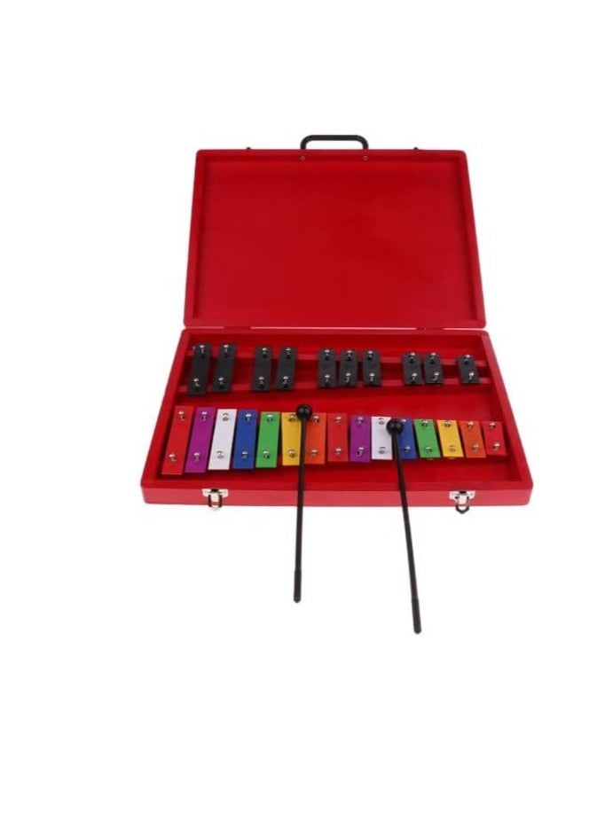 25 Tones Aluminum Xylophone with 2 Mallets in Wooden Box for Kids Musical Ely Educational Toys - Image 3