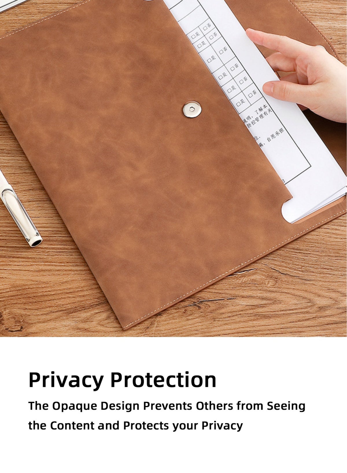 2PCS Leather A4 File Folder, Waterproof PU Wallets Document Holder with Snap Pop