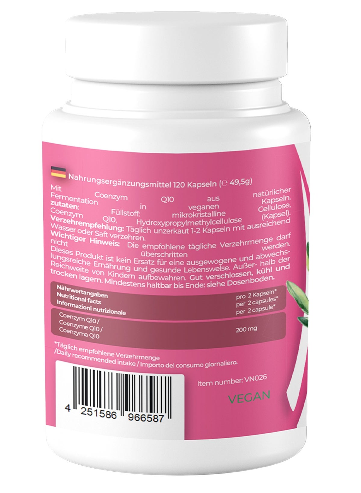Premium Coenzyme Q10 100mg, 120 Vegan Capsules for enhance muscle performance, Energy & Brain Function - Image 2