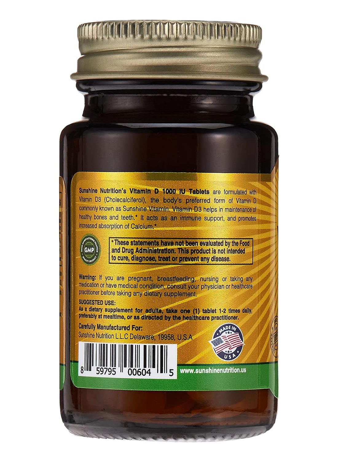 Vitamin D 1000 Iu Infused With Vitamin D3 Cholecalciferol Dietary Supplement Maintains Strong Bones And Teeth Supports Immune Health 100 Tablets - Image 3