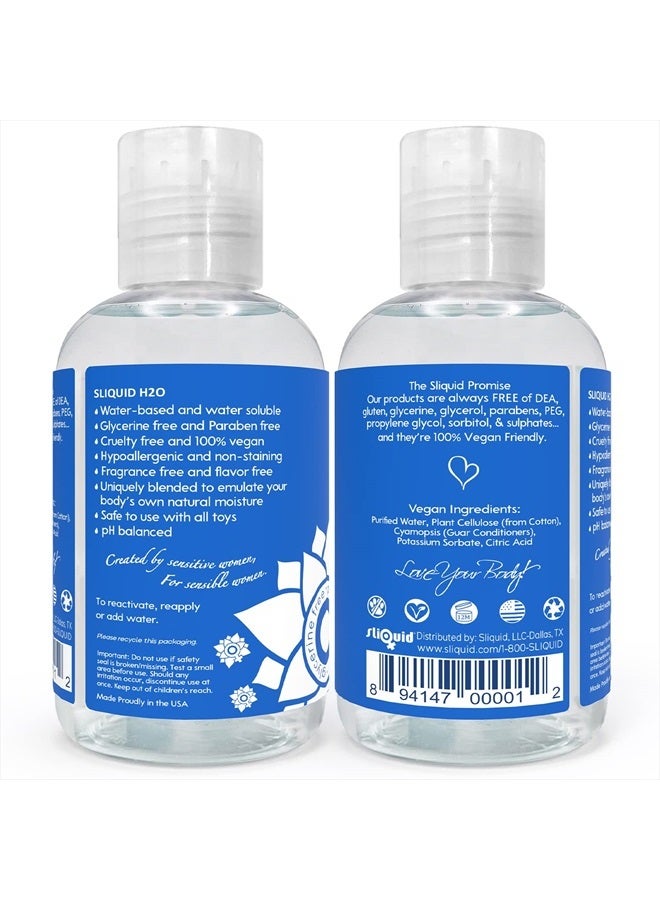 H2O Water Based Lube Lubricant Glycerin Free, 4.2 Oz - Clear, Unscented - Image 2