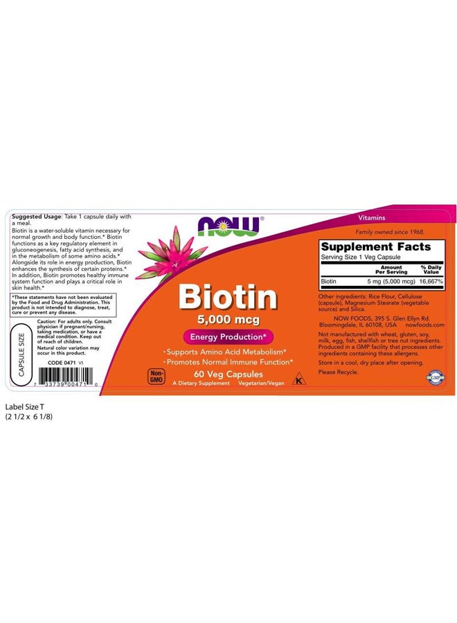 Biotin 5,000 Mcg - 60 Veg Capsules - Image 2