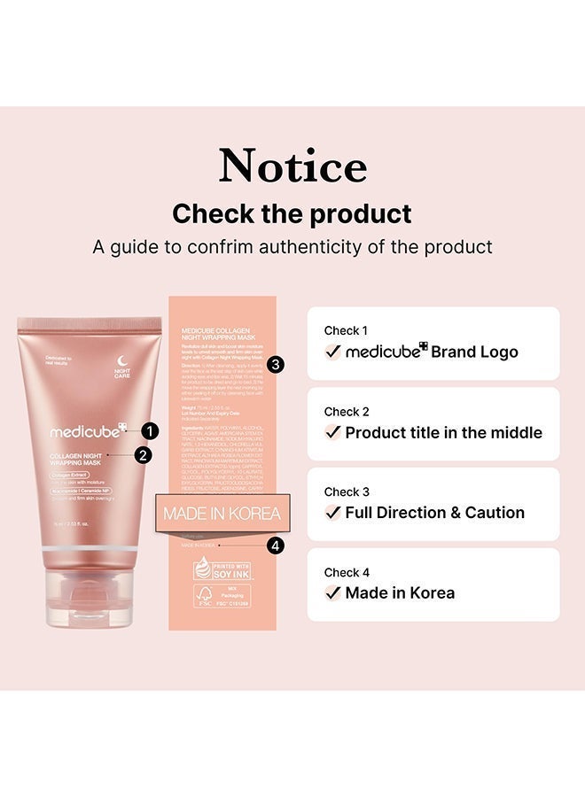 Collagen Overnight Wrapping Peel Off Facial Mask Pack - Elasticity And Hydration Care, Reduces Sagging And Dullness - Hydrolyzed Collagen For Glowing Skin - Korean Skin Care, 2.53 Fl.Oz - Image 2