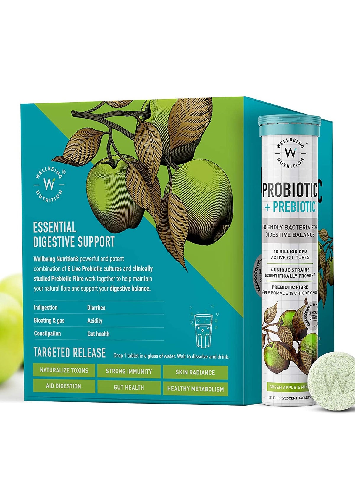 Pack of 6 Daily Probiotic + Prebiotic Plant Based 36 Billion CFU, 6 Strains for Men ∧ Women with Organic Fiber for Digestion, Gut Health, Metabolism 21 Tab - Image 2
