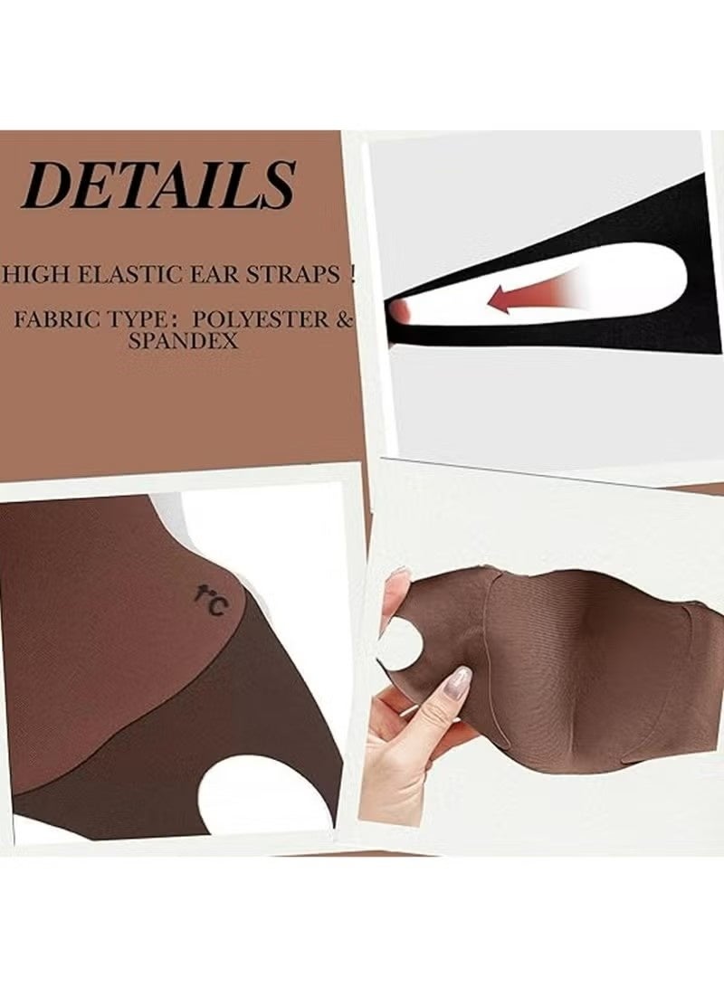 5PCS Reusable Cloth Face Mask 3D Fitting Windproof Dustproof Colder Weather Warmth Breathable Washable Fabric Masks For Outdoor Sport Half Face Earloop - Image 3