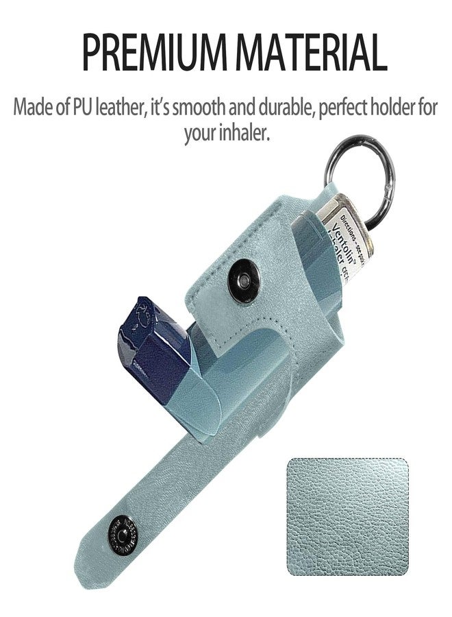 Holder Travel Case for Asthma Inhaler, PU Leather Travel Handy Mini Holster for Adults and Kids, Inhaler Not Included, Blue - Image 2