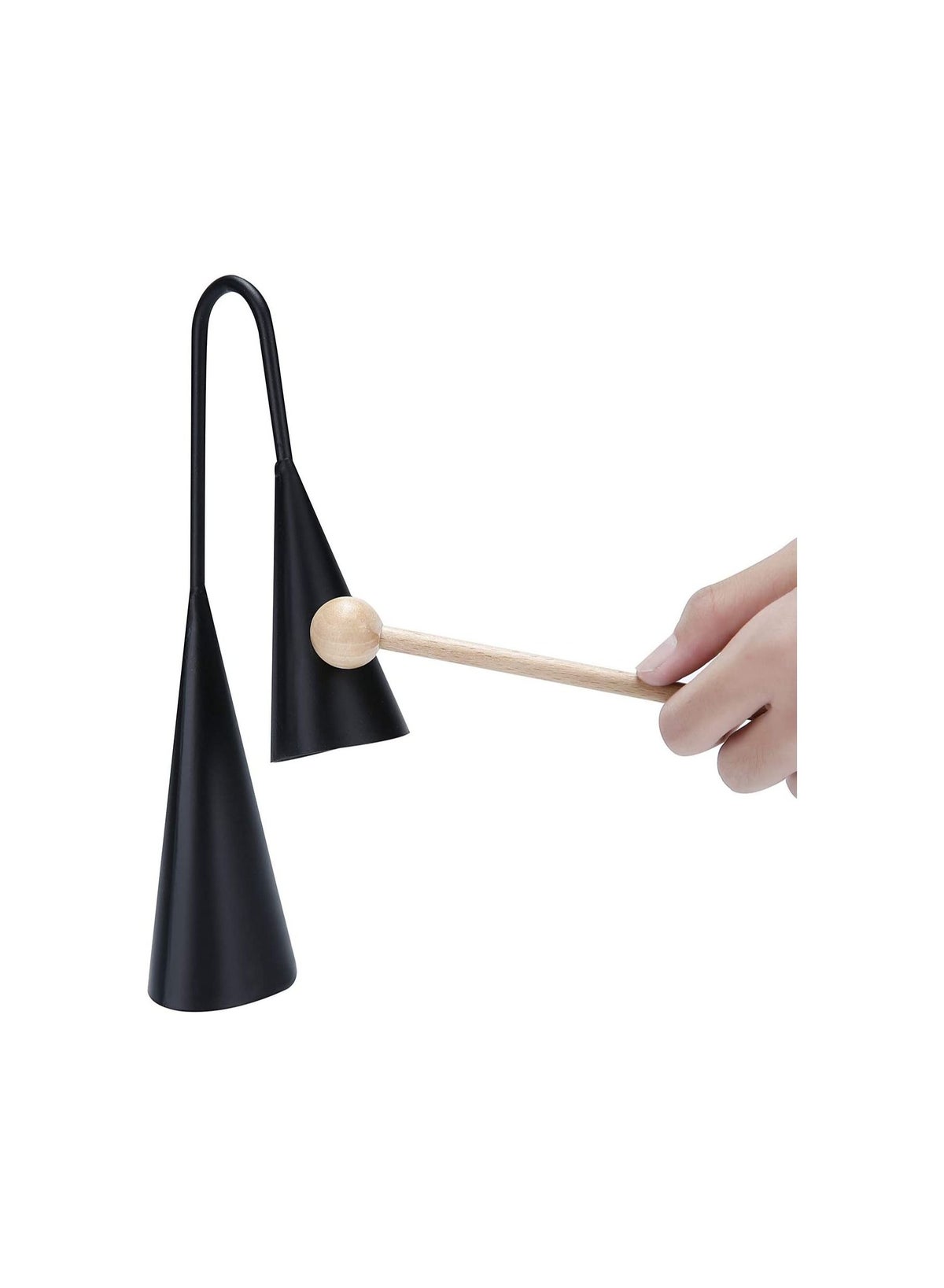 Agogo Bell, Two Tone, Traditional Handheld Latin Percussion Instrument with Wooden Stick