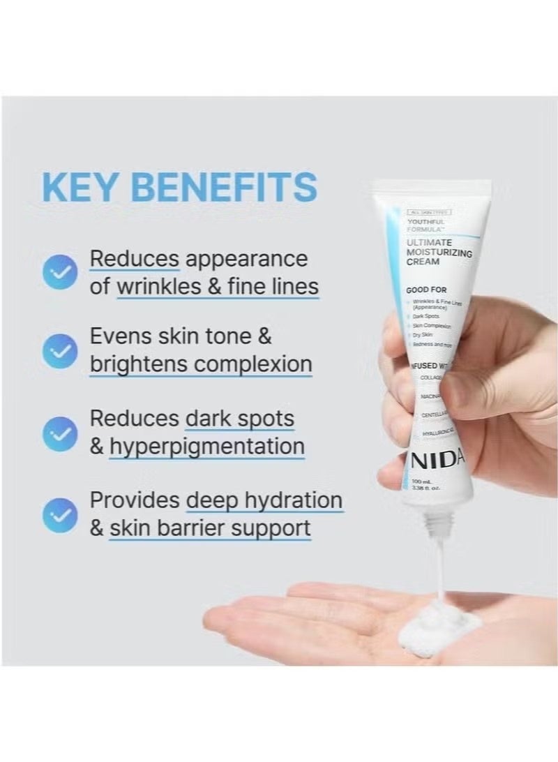 Youthful Formula™ Ultimate Moisturizing Cream | Centella Asiatica, Niacinamide, Hyaluronic Acid, Collagen | Wrinkles, Fine Lines, Dark Spots, Dry Skin, Redness | 3.38 fl. oz., 100ml - Image 6