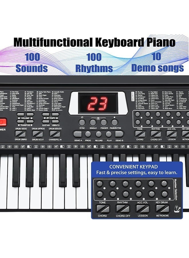 61 Key Keyboard Piano, Portable Electronic Keyboard Piano for Beginners with Speakers, Microphone, Sheet Music Stand, Digital Music Keyboard for Beginners Teen, Audio cable, sheet music, manual, keyboard stickers, power supply, music stand, microphone - Image 2