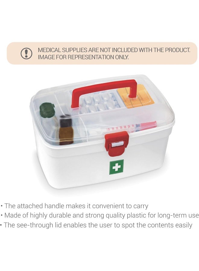 Milton Medical Box – First Aid Kit Storage Organizer with Handle, Detachable Tray & Locking Lid, Empty Medicine Box for Home, Travel, Car & Dorms, 9.3 x 6.5 x 5.7 Inch - Image 2