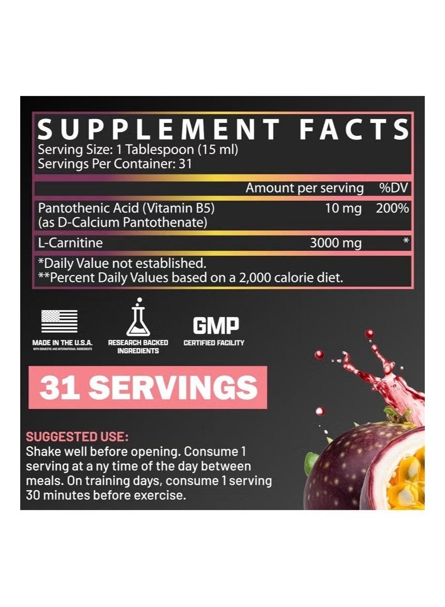 L-Carnitine 3000 Berry Blast Flavor 465ml – 31 Servings Energy & Fat Metabolism Support - Image 4