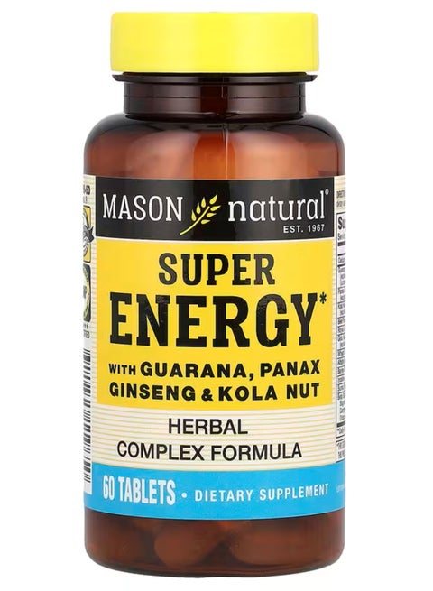 Mason Natural, Super Energy with Guarana, Panax Ginseng & Kola Nut, 60 Tablets