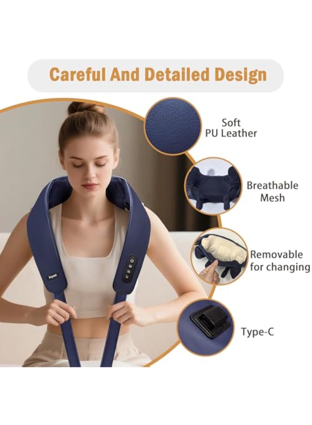 Cordless Neck Massager with Heat, 6D Deep Kneading Neck Shoulder Massager for Pain Relief, Shiatsu Massager for Shoulder, All Body, 2 Speed Intensities - Image 3