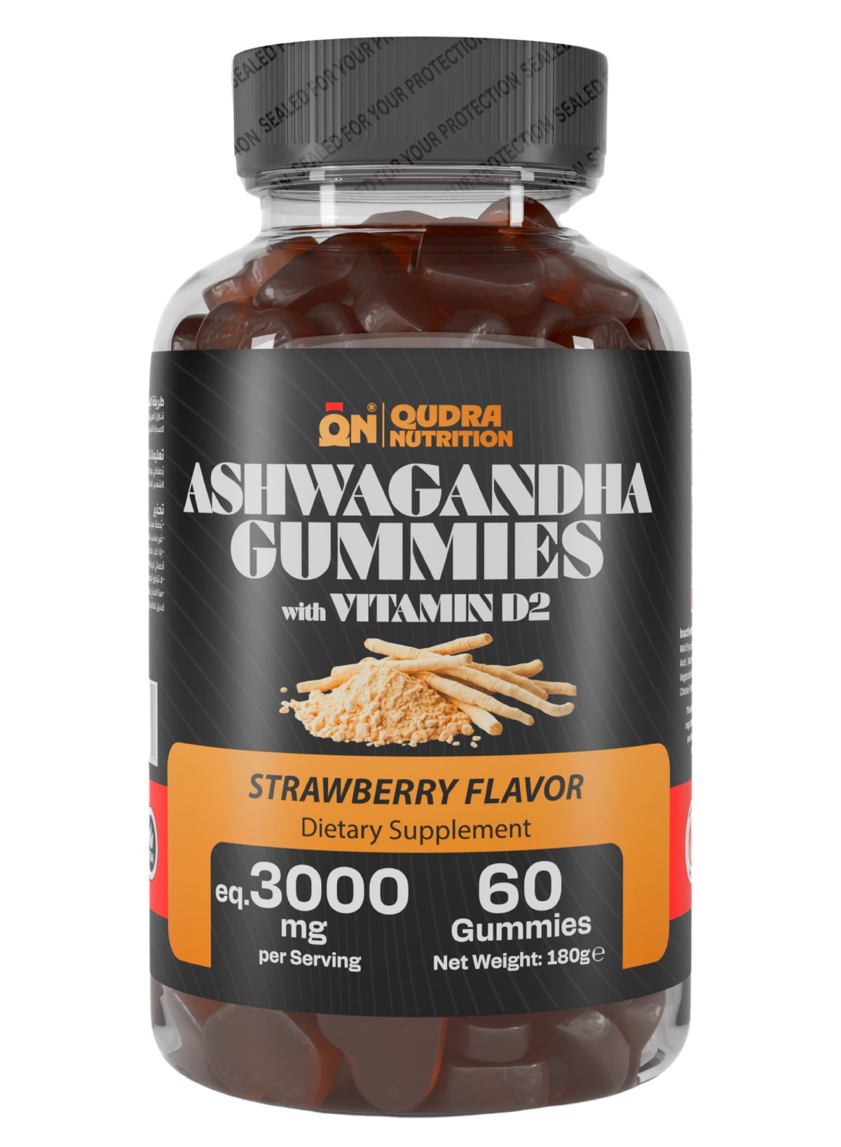 Ashwagandha Extra Strength 3000mg with Vit D2 Gummies for Stress relief, Support Mood, Muscle Strength, Performance & Vitality (Vegan - Strawberry Flavour) – For Men and Women