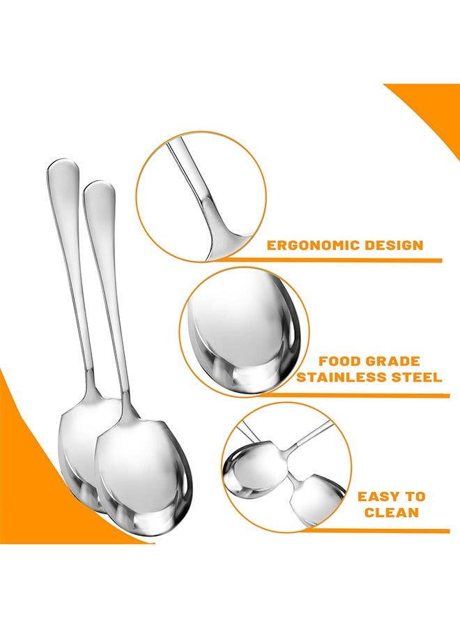 Three stainless steel spoons, buffet spoons, long-handled large spoons, kitchen utensils, and (silver) large spoons for restaurants and banquets - Image 4