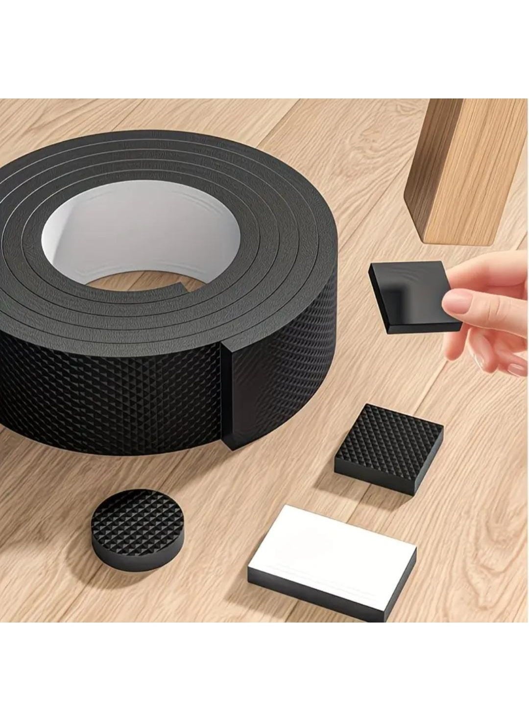Black Cuttable Non-Slip Furniture Pad – Silent Chair & Table Leg Floor Protector, Thick Noise-Reducing Mat for Home & Office - Image 6