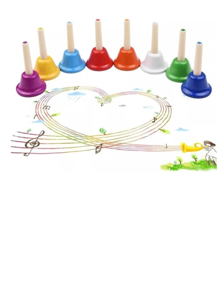 Percussions 8-Note Colorful Metal Hand Bell Handbells Set Musical Instrument Toy for Kids Children Festival Gifts - Image 3