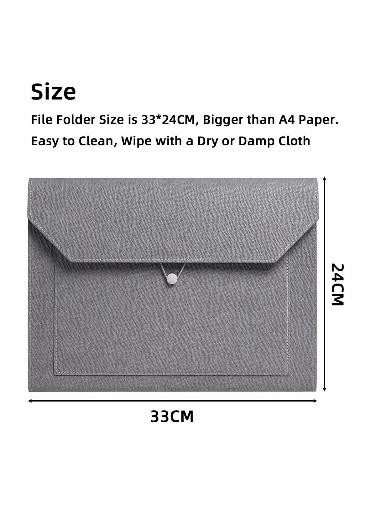 Leather A4 File Folder, 2 Pockets Waterproof PU Wallets Document Holder with Ela