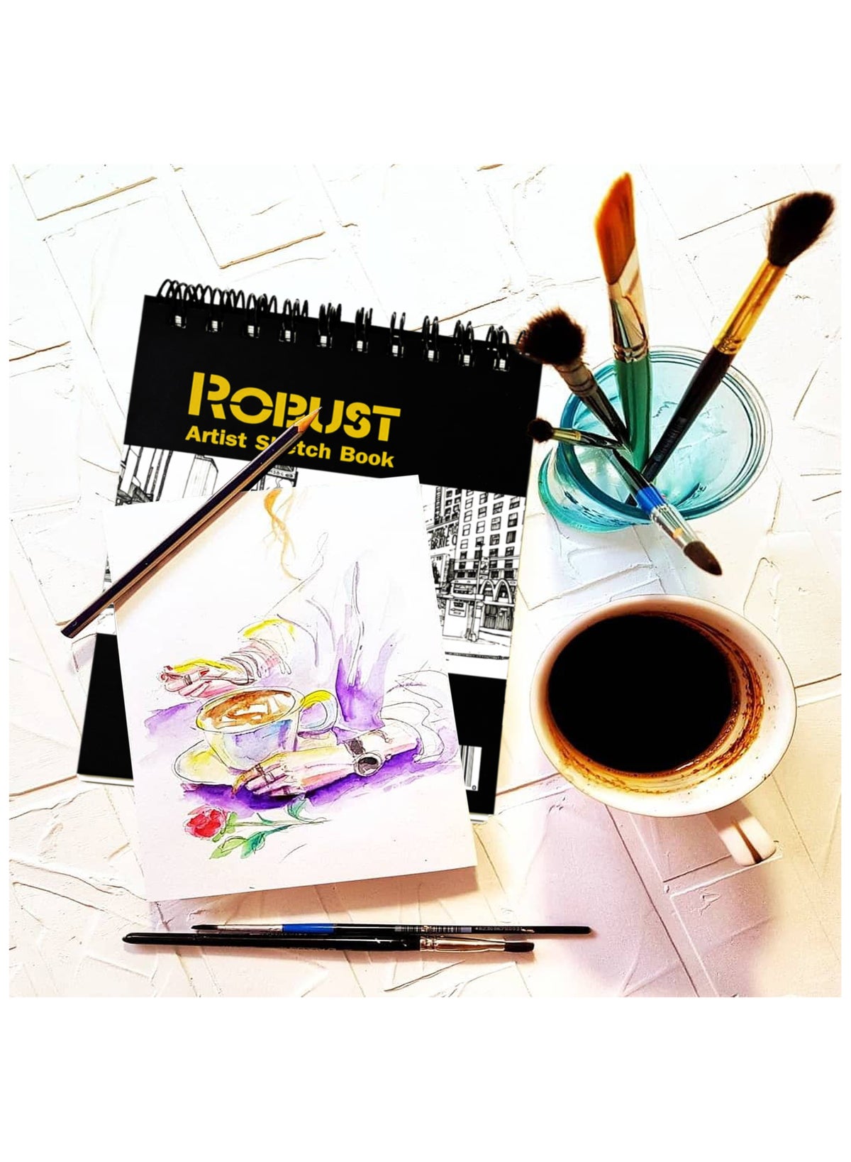 Robust 400 Series(5.5"x8.5") SketchBook, 100 Sheets Sketch Pad, 180gsm Drawing Notebook, Art Paper For Dry and Wet Media, Drawing Book For Kids, Spiral Bound Artist Sketch Paper, Acid-Free Art Book - Image 4