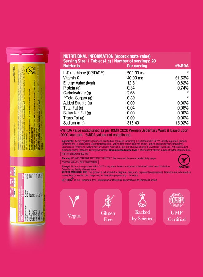 Glow - Japanese Glutathione & Vit. C for skin radiance & even tone - 20 Efferves